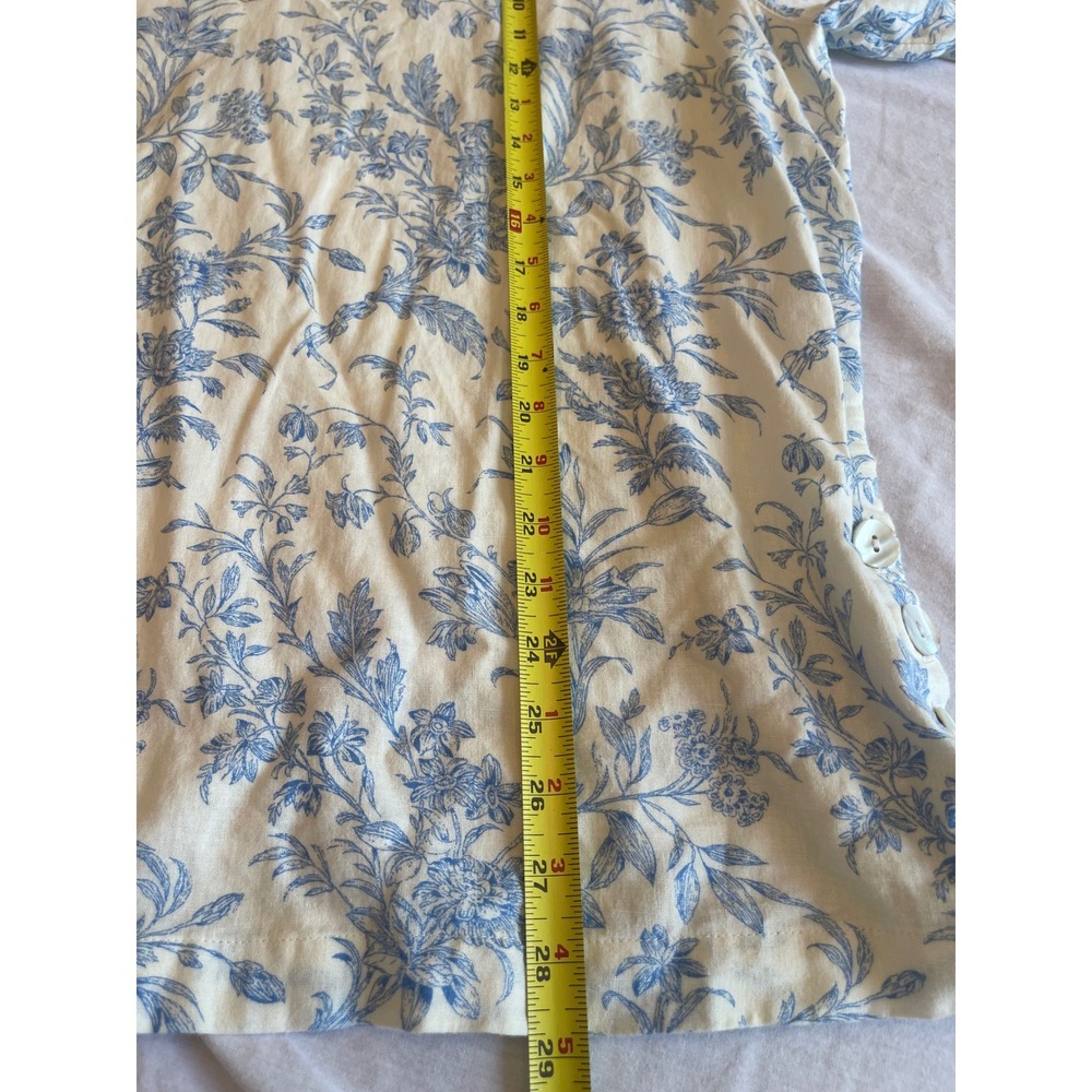 Laura Ashley Blue Botanical Linen Blend Tunic 1X Cottagecore Vintage Inspired - Picture 10 of 11